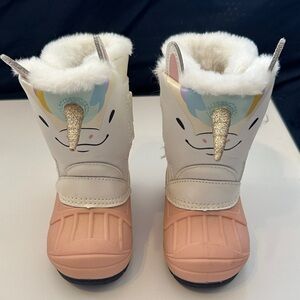 Unicorn Themed Kids Boots with Glitter Horn
